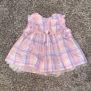 Pink and Purple Plaid Baby Dress with Ruffles